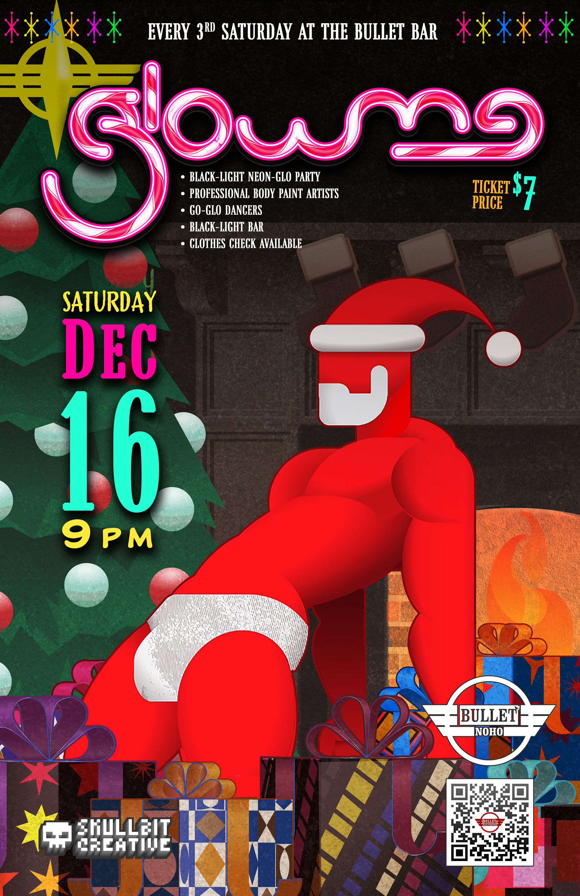 THE BULLET BAR & SKULLBIT CREATIVE Present GLOW ME: Saturday, 12/16/23 at 9:00 PM. $7 cover