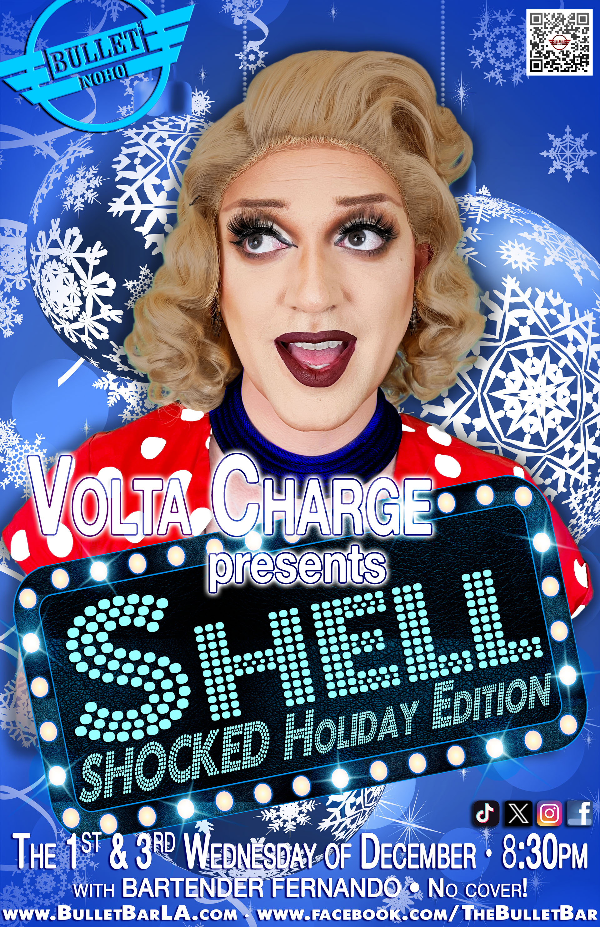 THE BULLET BAR & VOLTA CHARGE Present SHELL SHOCKED HOLIDAY EDITION: Wednesday, 12/06/23 at 8:30 PM! No Cover!