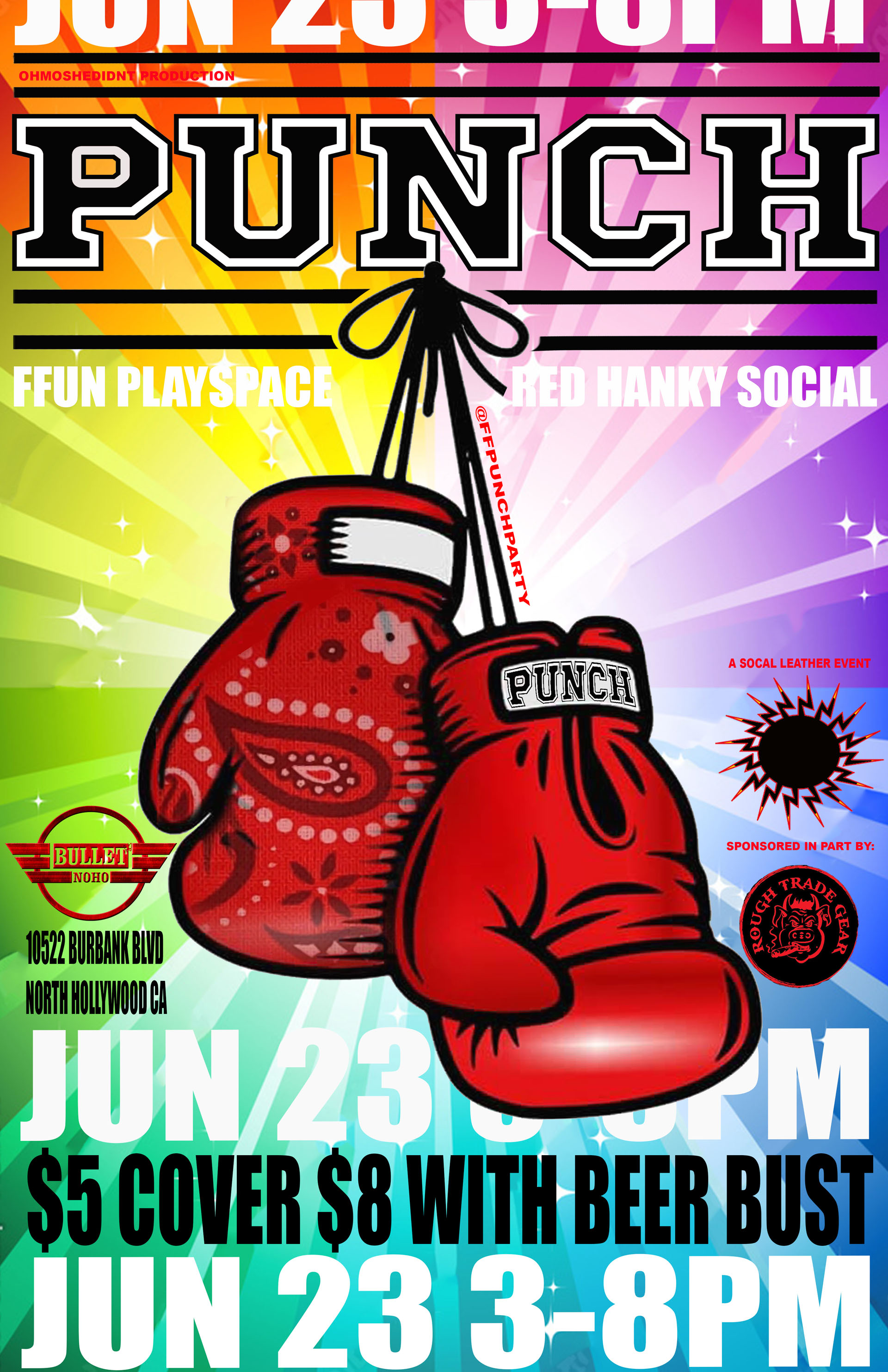 THE BULLET BAR and SoCAL LEATHER EVENTS Present PUNCH: A RED HANKY SOCIAL: Sunday, 06/23/24 from 3:00 PM to 8:00 PM! $5 cover, or $8 Beer Bust.