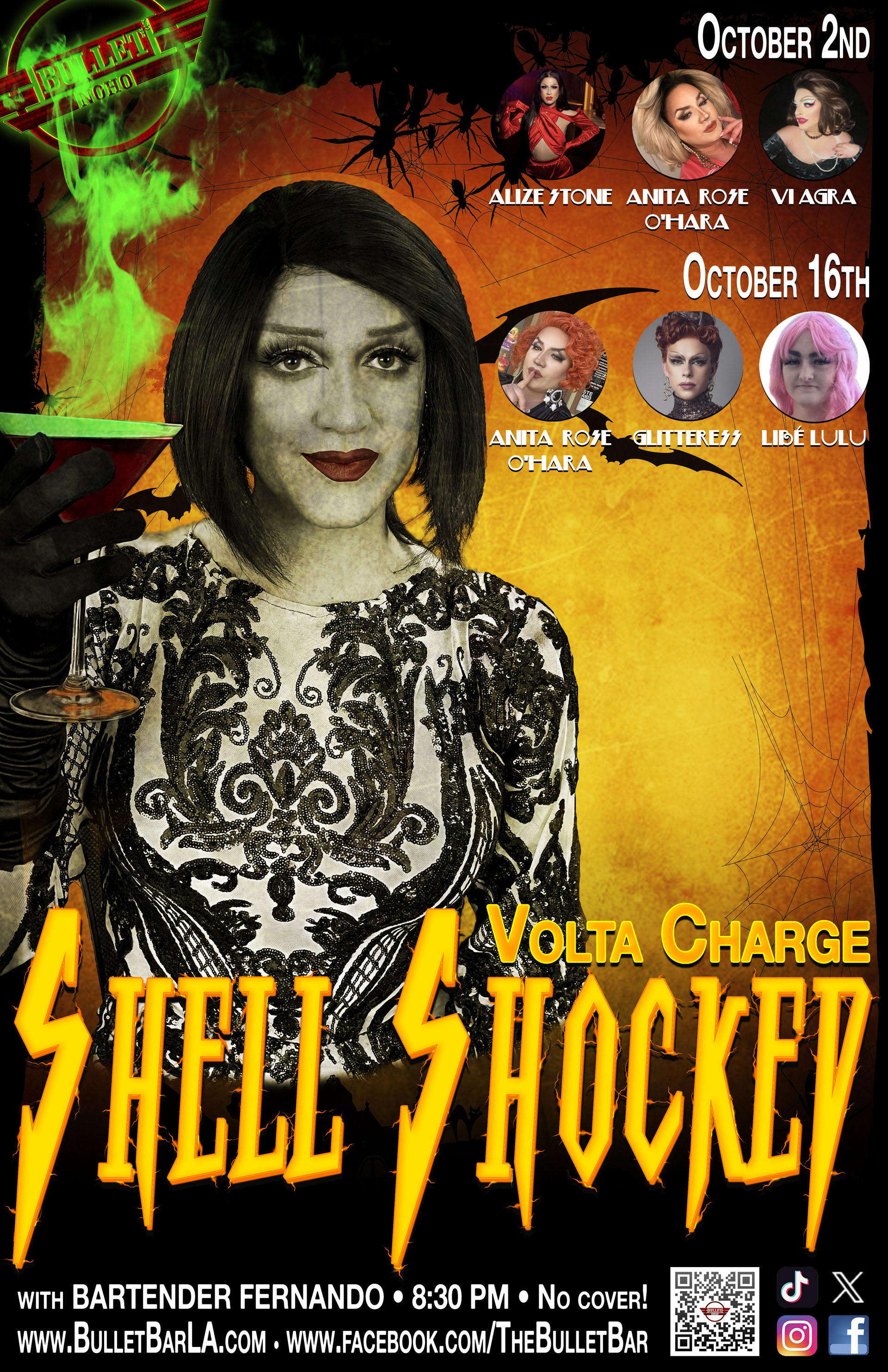 THE BULLET BAR & VOLTA CHARGE Present SHELL SHOCKED: Wednesday, 10/16/24 at 8:30 PM! No Cover!