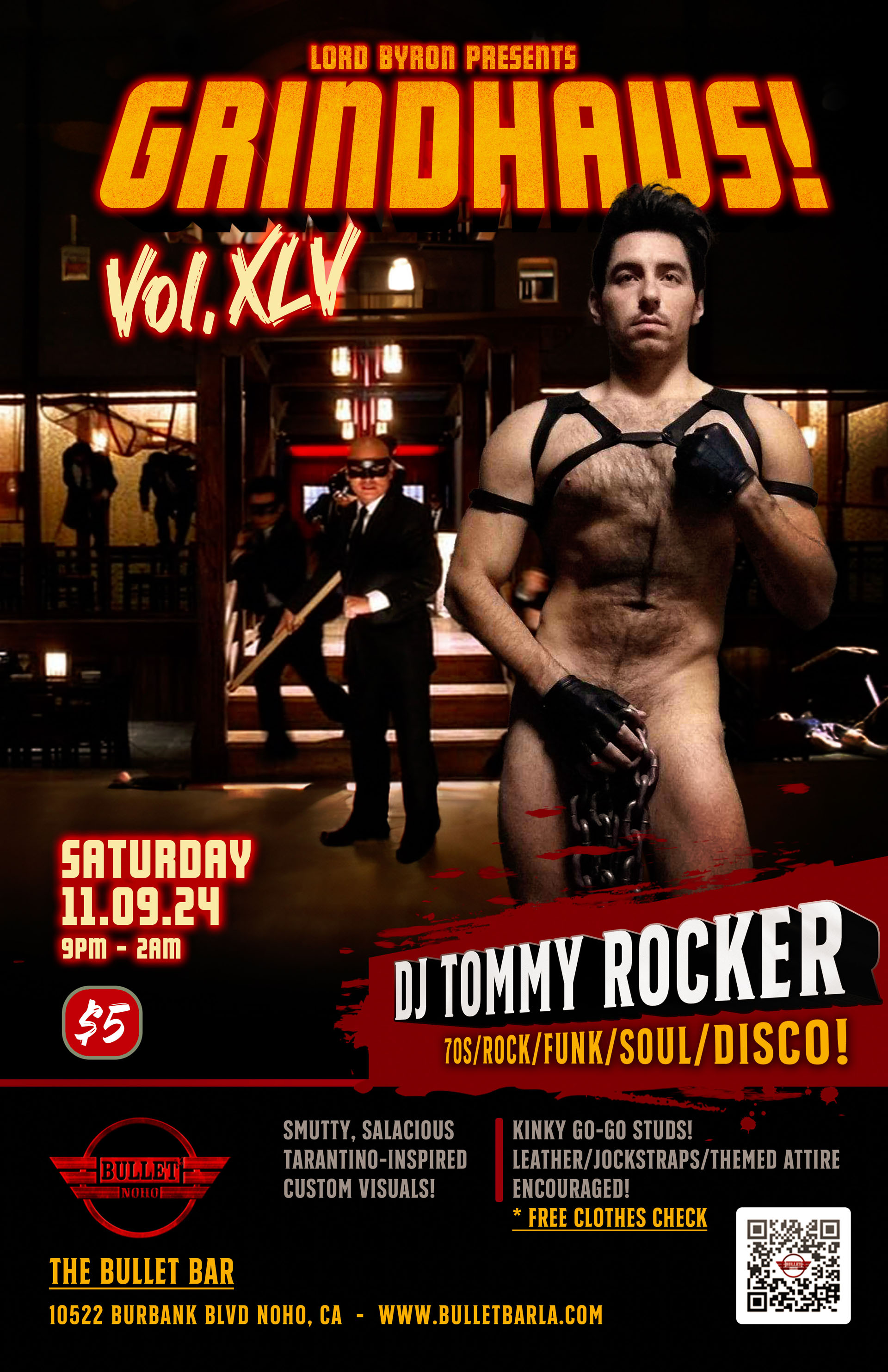 LORD BYRON Presents GRINDHAUS! Vol. XLV with DJ TOMMY ROCKER at THE BULLET BAR: Saturday, 11/09/24 at 9:00 PM! $5 cover.