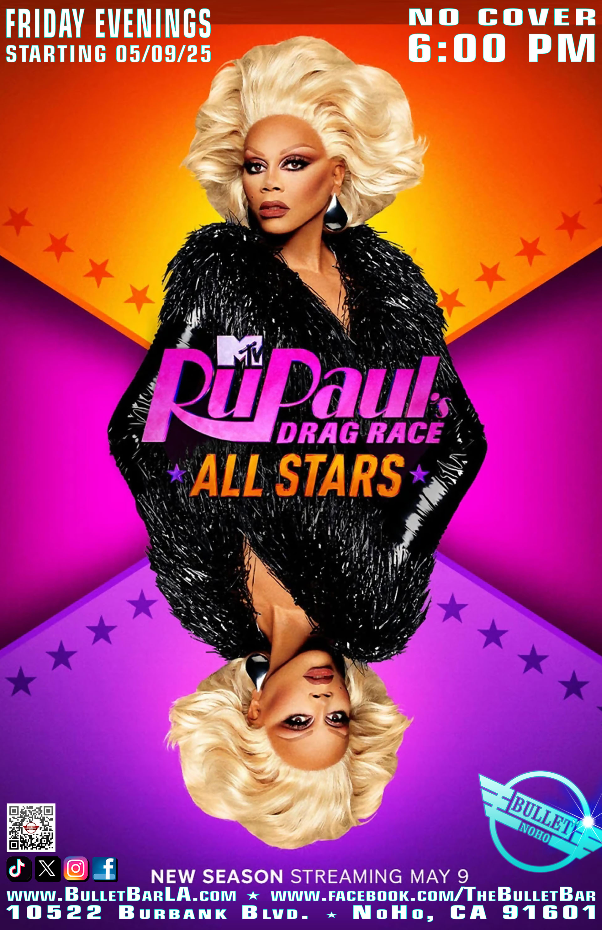The Bullet Bar Presents RuPaul's Drag Race All-Stars Season 10: Friday Evenings at 6:00 PM! No cover.