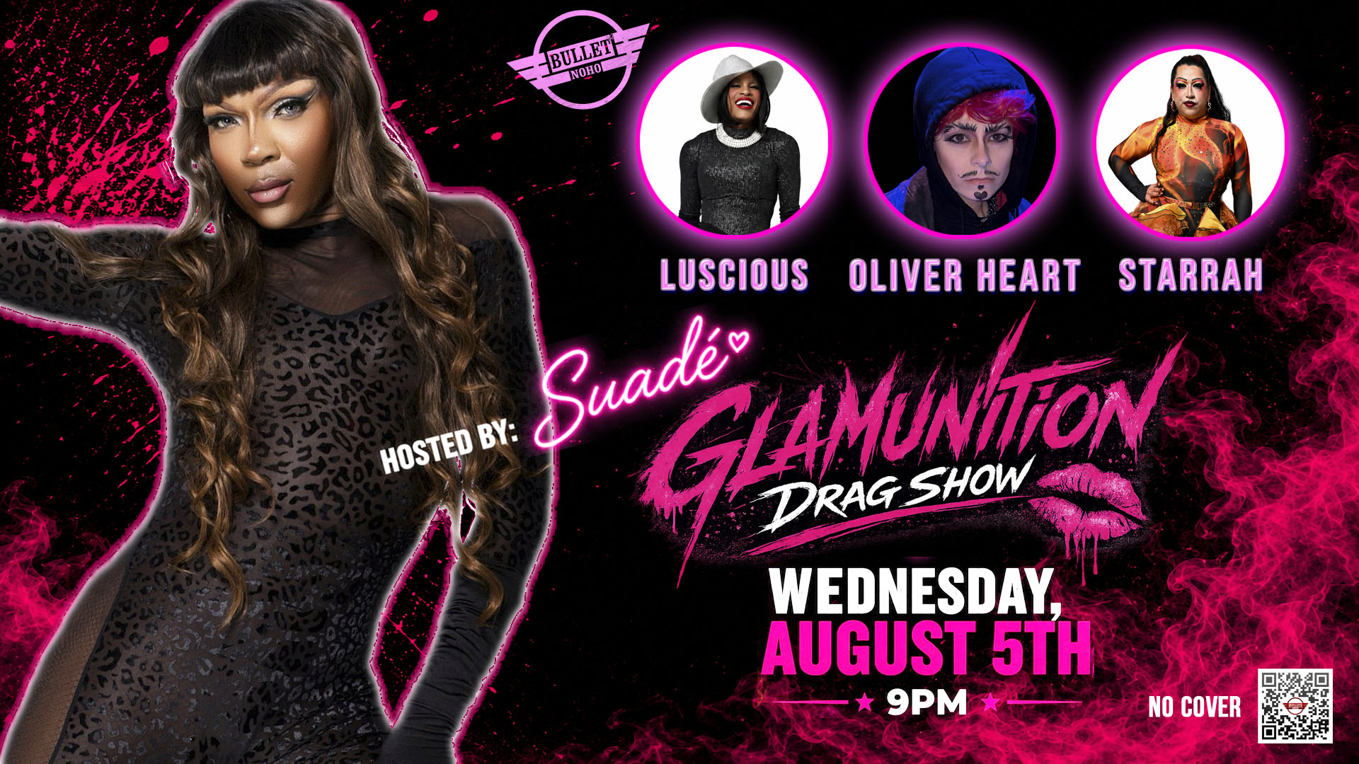 GLAMUNITION DRAG SHOW Hosted by SUADÉ: Wednesday, 08/05/26 @9:00 PM. No cover.