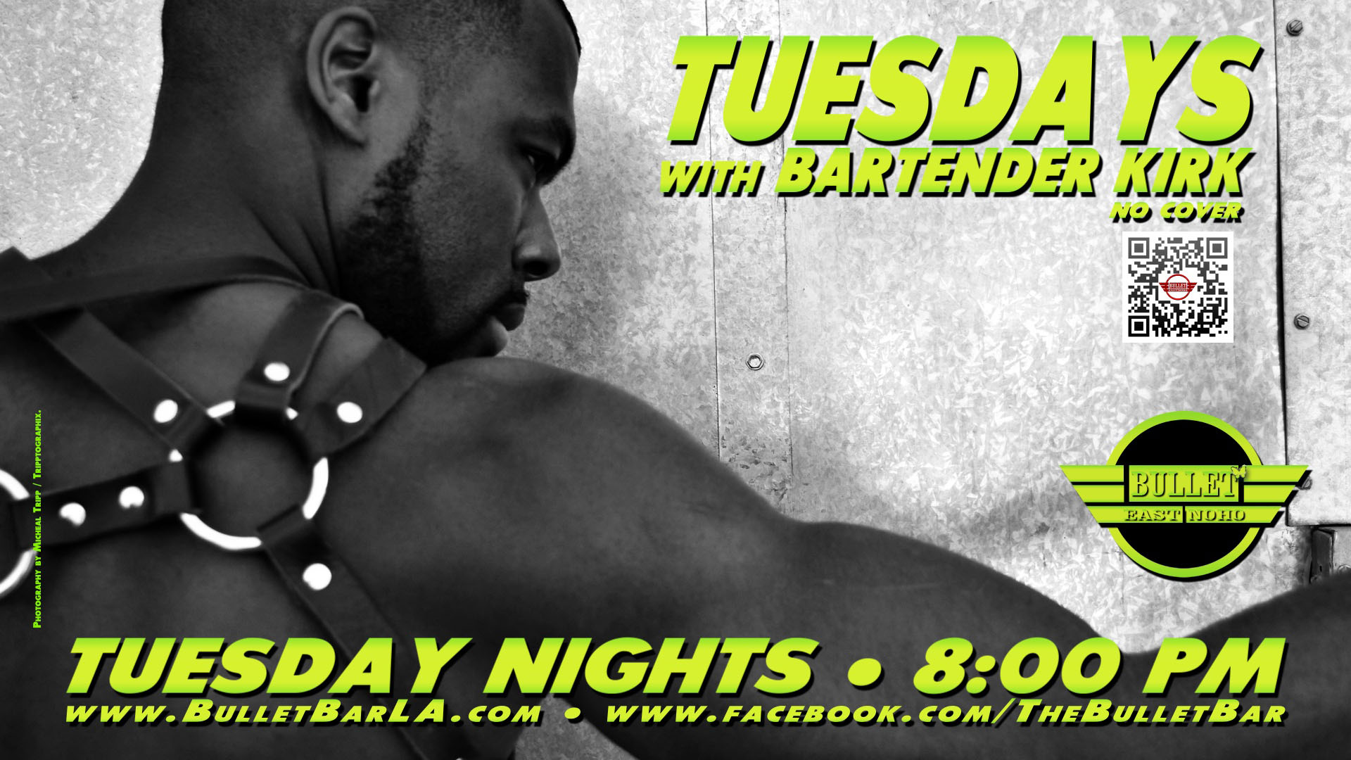 The Bullet Bar invites you to TUESDAYS with BARTENDER KIRK: Tuesday Nights, 8:00 PM to 2:00 AM! No cover.